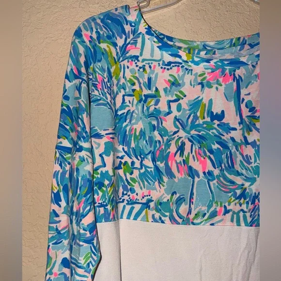 Lilly Pulitzer Bright Tropical Colorblock Shirt - Long Sleeve Coastal Chic - Picture 3 of 10